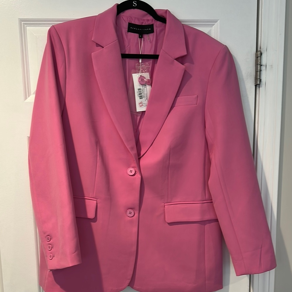 Endless Rose Pink Tailored Blazer with Notched Lapels